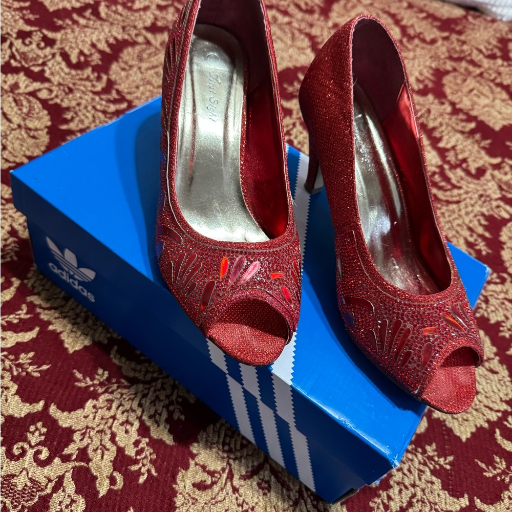 Chic Red Peep-Toe Heels